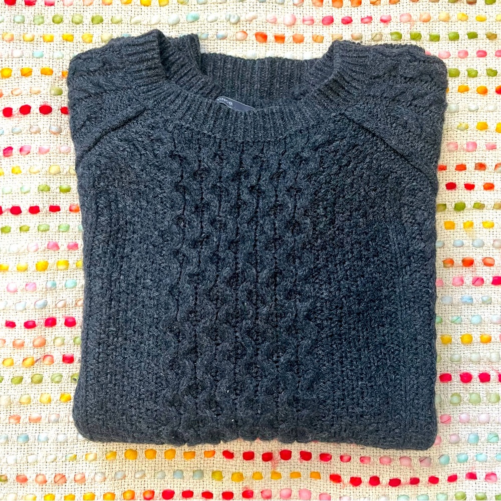 Dark Gray Vince Cable Knit Sweater